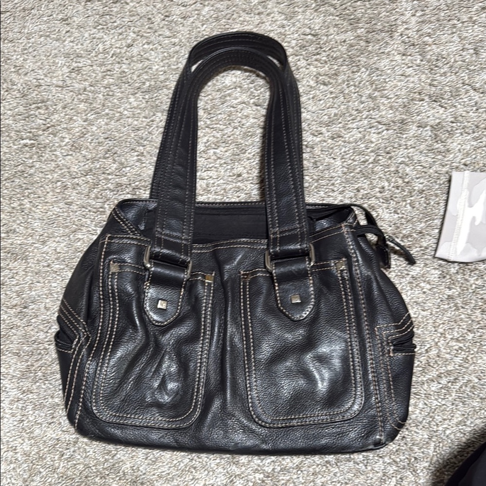 Elegant Black Leather Tote Bag